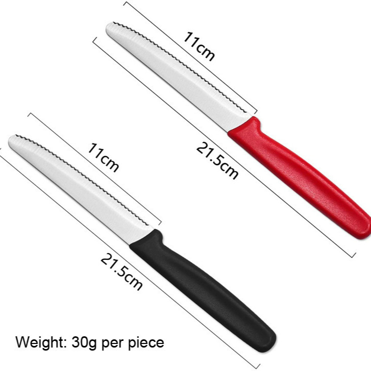 Cross-Border Ready-Made Steak Knife Pp Hanging Handle Open-Tooth Western Food Knife Restaurant Hotel Steak Knife Bread Serrated Toast Knife
