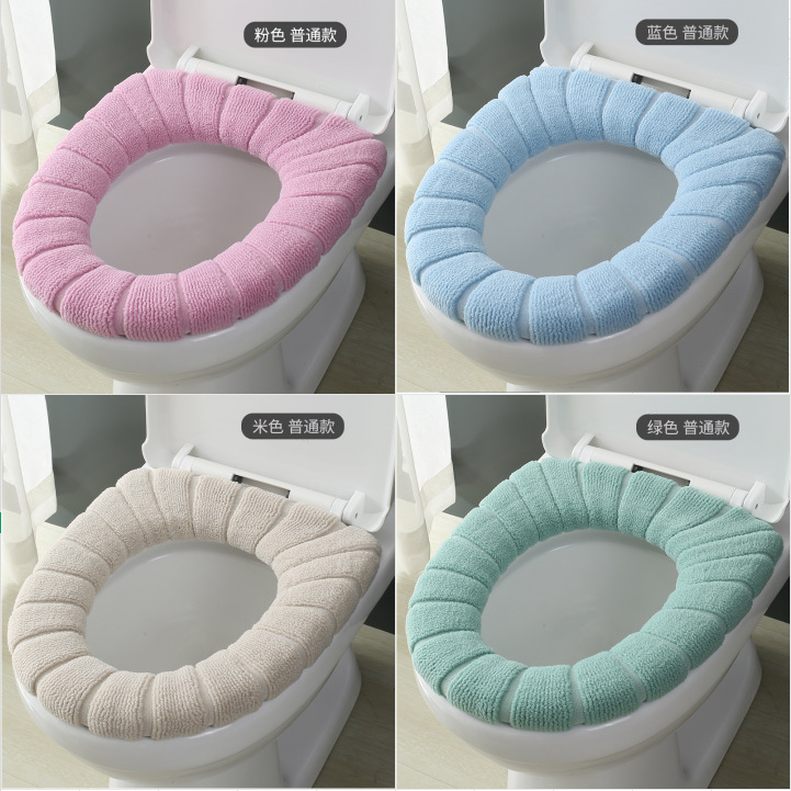Зимнее плюшевое покрытие для сиденья унитаза с утолщенной ручкой, универсальное, washable