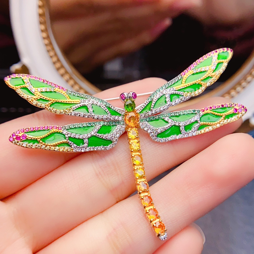 Factory Wholesale Popular Natural Colored Sapphire Brooch S925 Silver Inlaid Main Stone 3*3 Hot Selling European and American One Piece