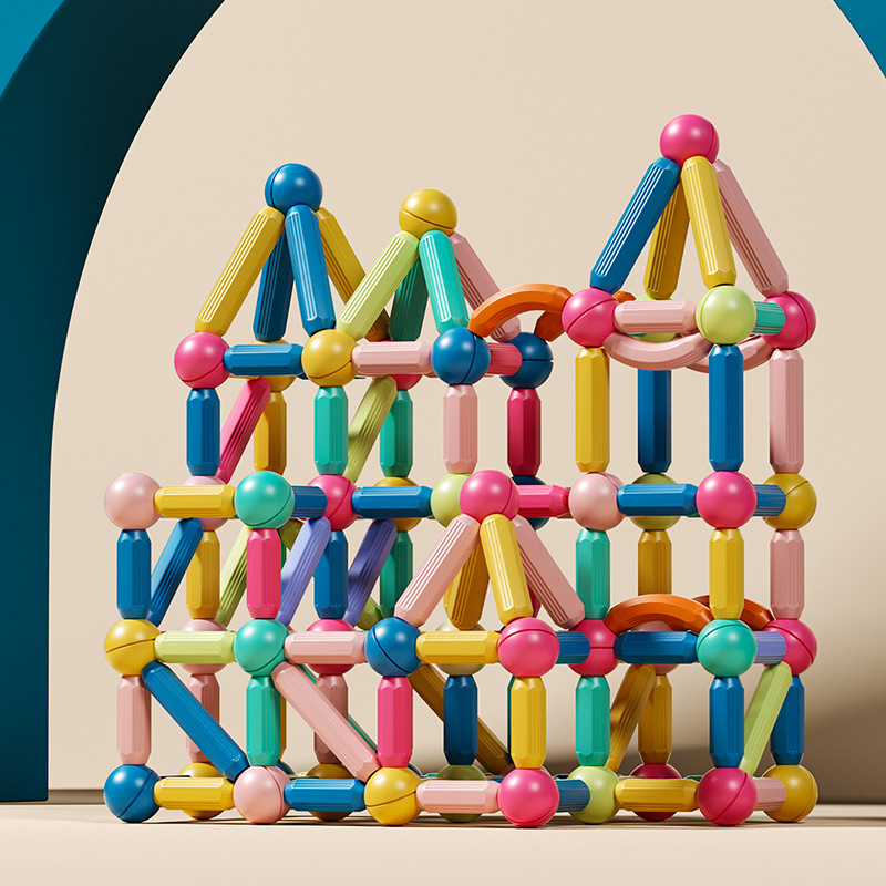 Manufacturer Foreign Trade Supply Magnetic Stick Piece Toy Baby Intelligence Puzzle Children's Educational Building Blocks Assembly Strong Magnetic Magnet Hair