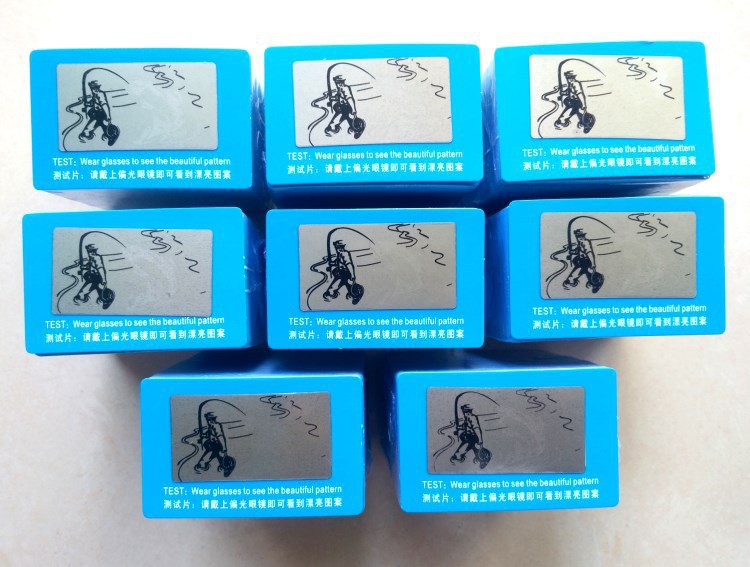 Аксессуары для очков, поляризационная тестовая карточка, поляризационный тестовый элемент, оптовая продажа, солнцезащитные очки с рыболовным узором, тест на синее свечение