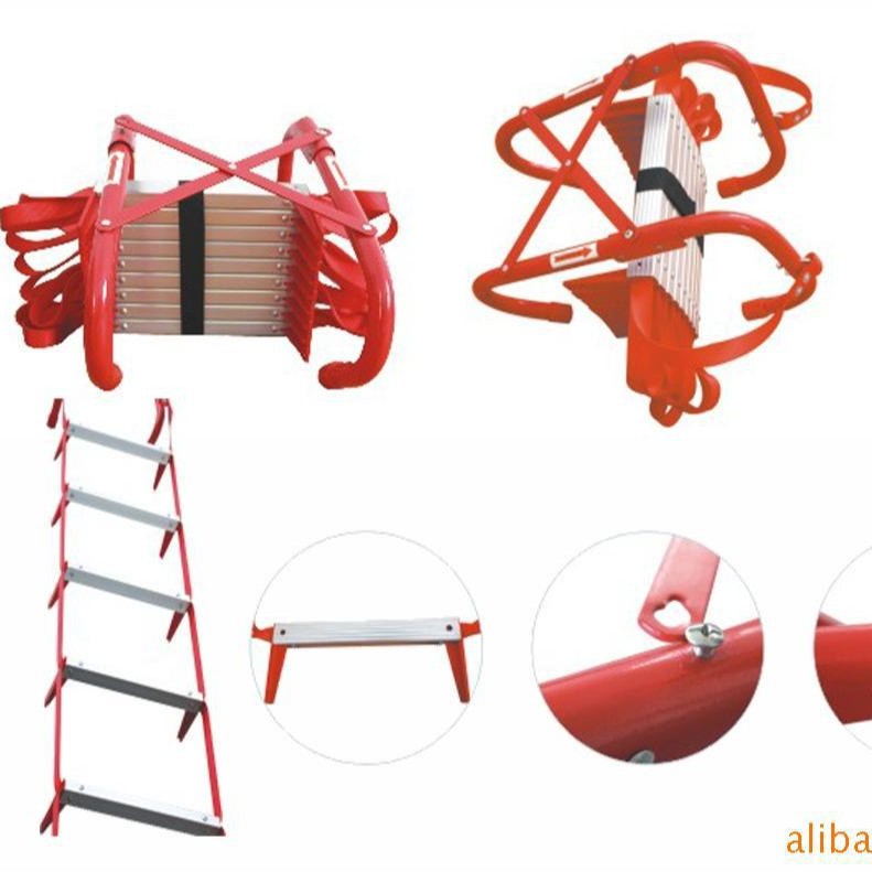 Fire Escape Ladder Foldable High-Altitude Work Rescue Climbing Ladder Metal Flexible Ladder 4.75m 10m