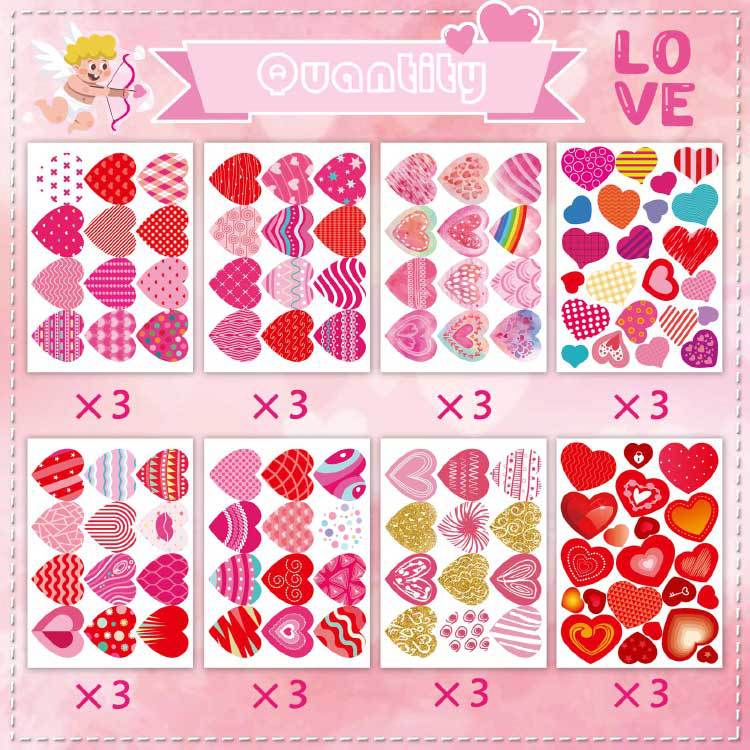 Valentine's Day Stickers Heart-shaped Stickers Children's Self-adhesive Love Label Decals Decorative Love Stickers Decorative Sealing Stickers