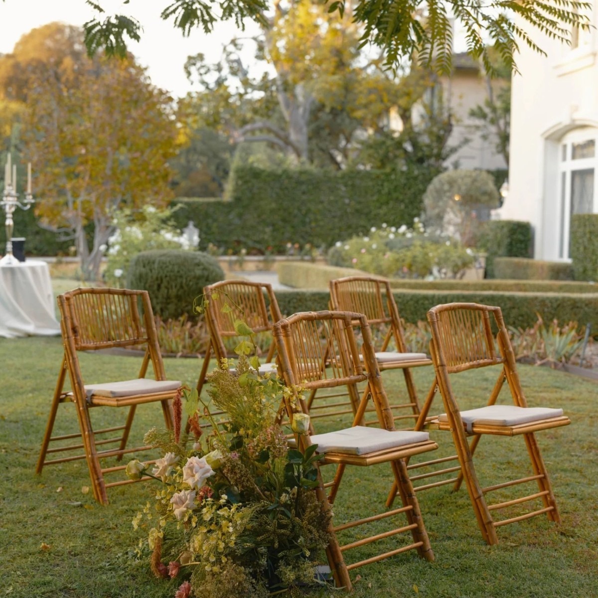 Factory Direct Sales of Cafe Outdoor Folding Chairs, Guesthouse Restaurant Retro Bamboo Chairs, Banquet Wedding Outdoor Folding Chairs