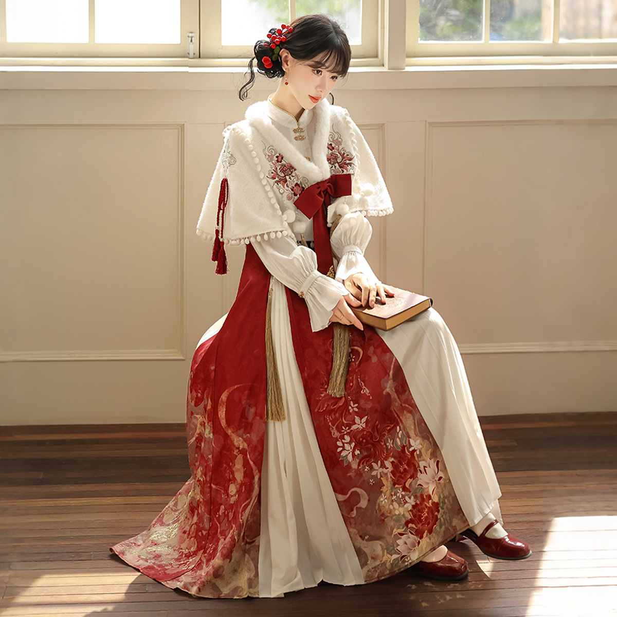 Yimengge Original Goldfish Fortune Hanfu Women's National Style Han Elements New Chinese Style Shawl Top and Skirt Set 9741