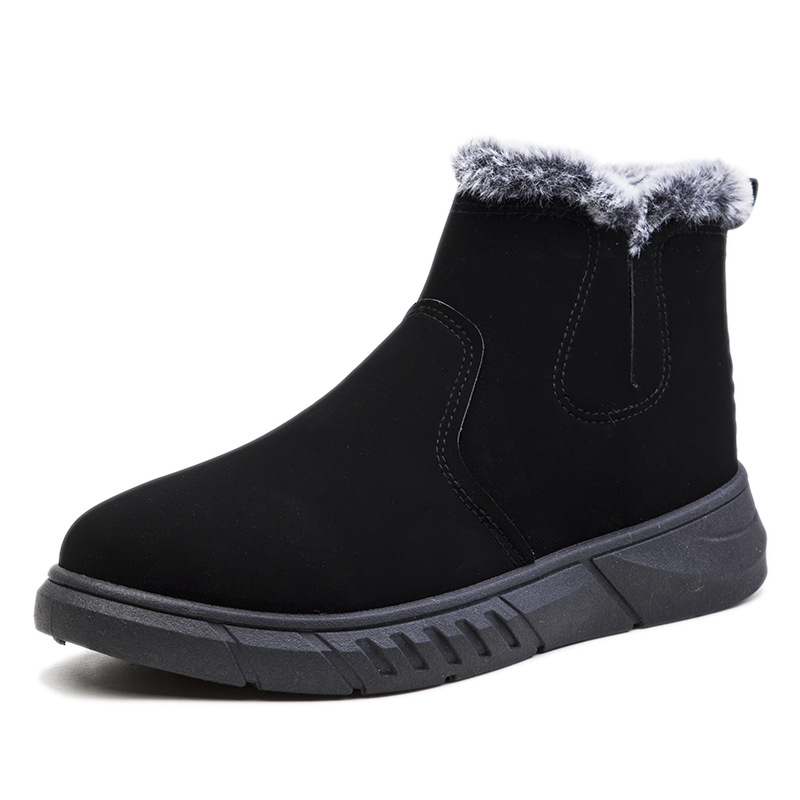 Snow boots men's 2024 winter fleece-lined thick warm cotton shoes Korean zipper boots foreign trade plus size in stock men's shoes