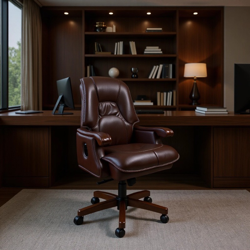 Lecong Office Furniture Traditional Style Comfortable Sedentary Reclining Nap Chair Large Boss Chair with Footrest