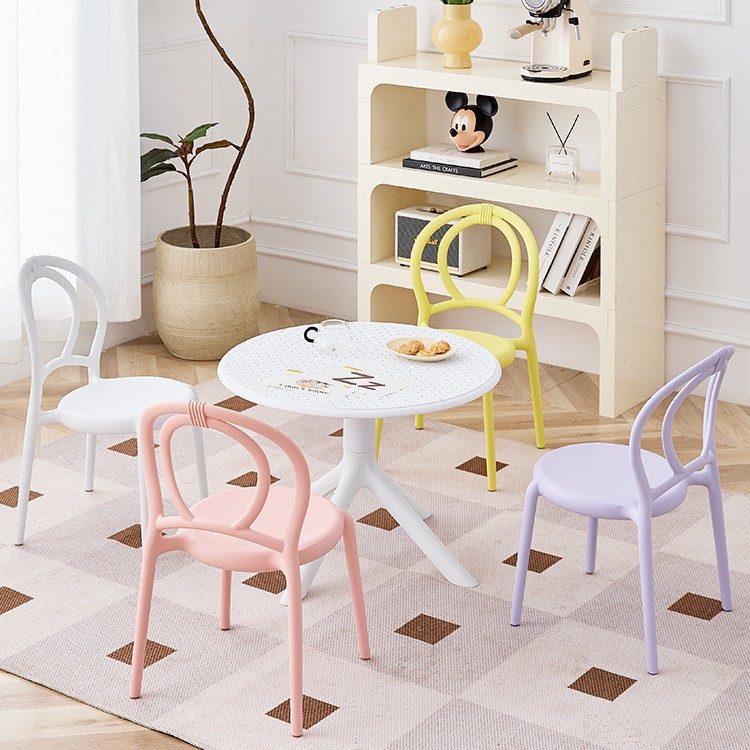 Creative Designer Dining Chair, Thickened for Home Use, Balcony, Villa, Sunroom Chair, Waterproof, Sun-Resistant, Stackable, Light Luxury Stool