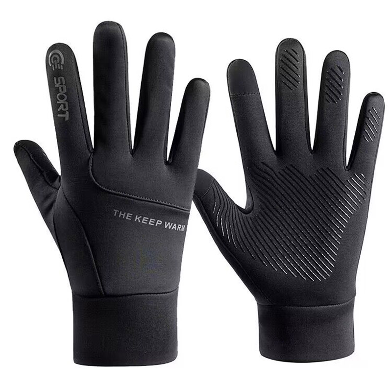 Autumn and Winter Warm Gloves for Men, Velvet Thickeneded, Windproof, Waterproof, Anti-Slip, Touch Screen, Outdoor Sports Ski Cycling Gloves