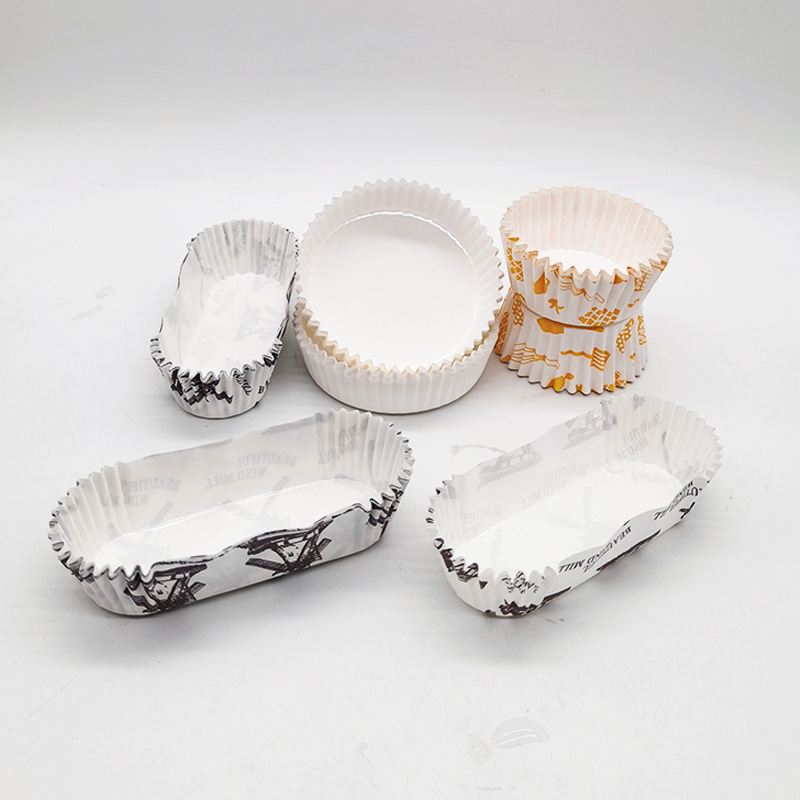 Customized Round Coated Paper Tray Boat-Shaped High Temperature Resistant Cake Cup Hot Dog Pineapple Bun Waterproof and Oil-Proof Non-Stick Pad Paper