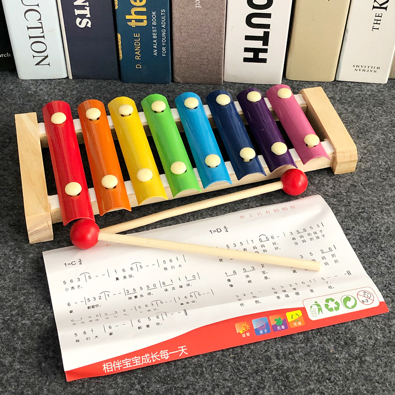 Восьмитоновый ручной музыкальный ксилофон для младенцев и маленьких детей, 8 месяцев, образовательная игрушка для детей 1-3 лет