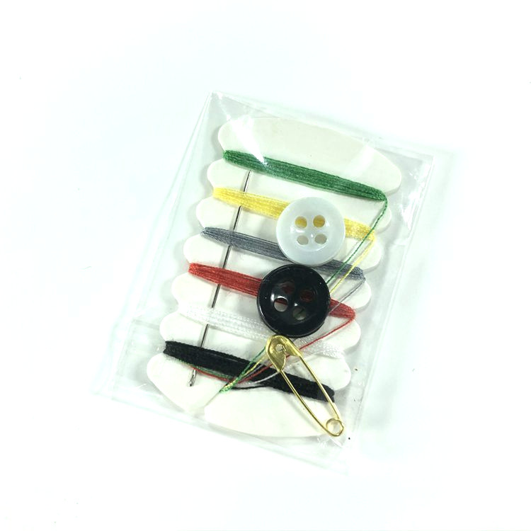 Factory hotel disposable sewing kit portable mini sewing kit 6 color thread 2 buckle 1 needle 1 safety pin