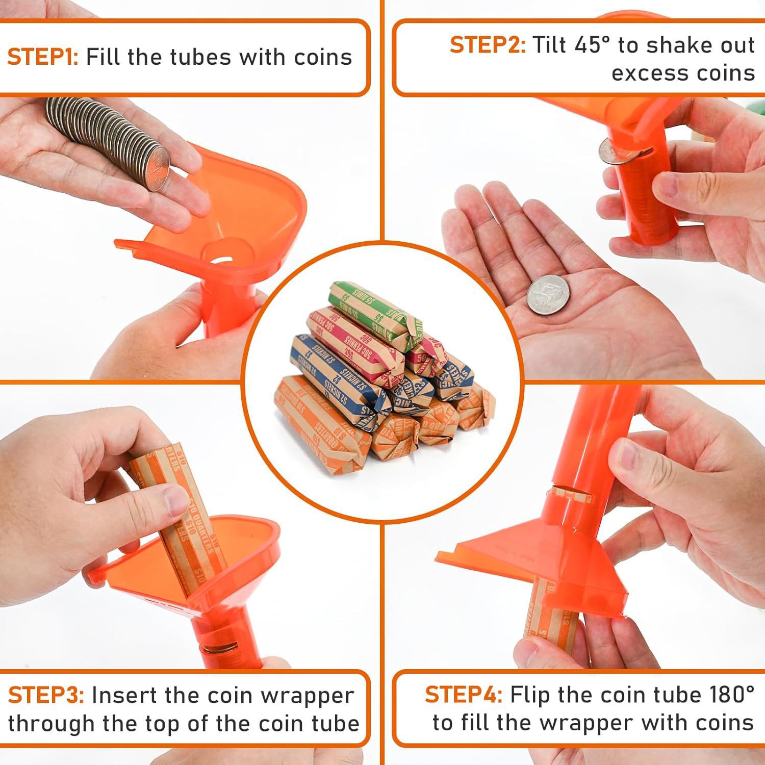 Coin Wrappers Funnel Shape Coin Counting Tube for Dollar Coin Nickel Coin Sieve Tray