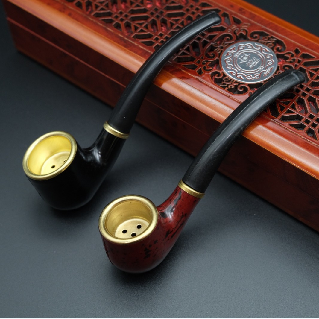 Source Factory New Bakelite Pipe Men's Classic Resin Pipe Old-Fashioned Dry Pipe Portable Pipe