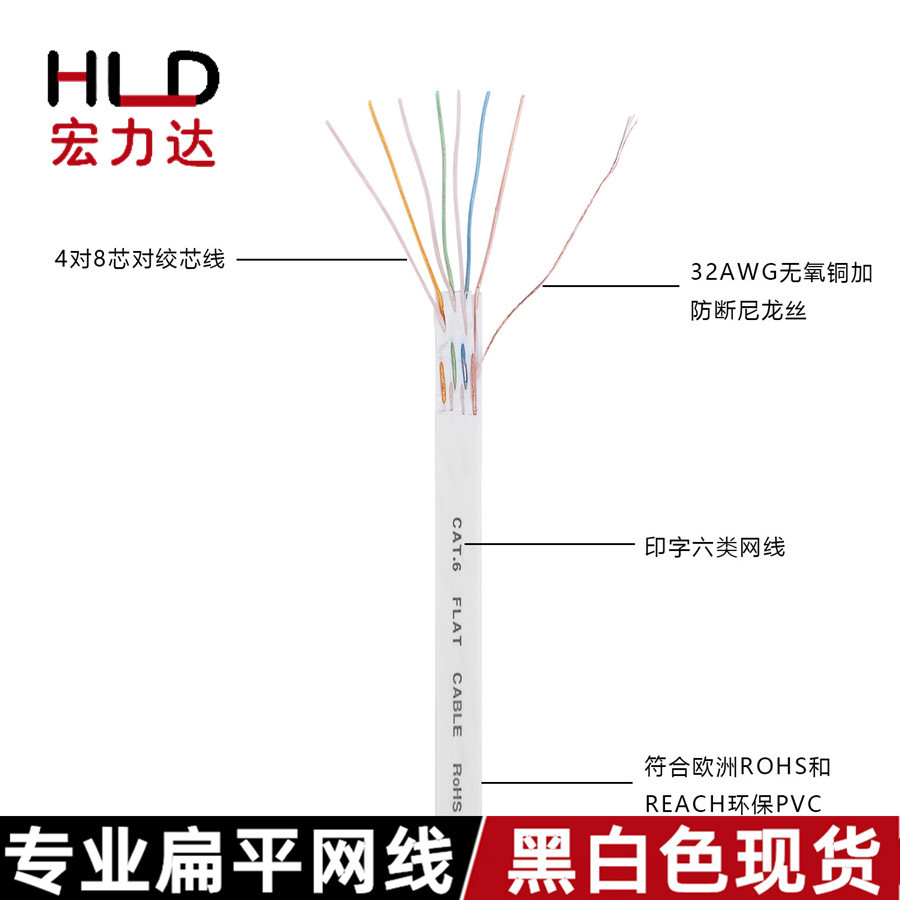 Manufacturer Category 6 Flat Network Cable 0.512310m Gigabit Cat6 Oxygen-Free Copper Ultra-Thin Finished Network Cable Jumper