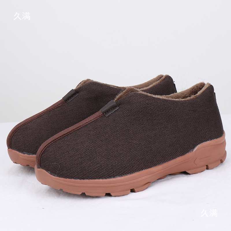 Cotton Monk Shoes, Two-Layer Cotton Shoes, Monk Shoes, Arhat Shoes, Men's and Women's Fleece-Lined, Warm, Wear-Resistant, Non-Slip Linen Shoes for Autumn and Winter
