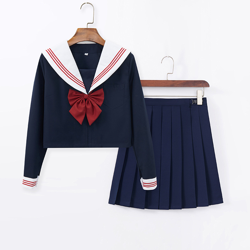 Manufacturer Supplies Red Three Jk Uniform Short Skirt Suit Long-Sleeved Japanese Style Orthodox Basic Suit Preppy Style Spring & Fall