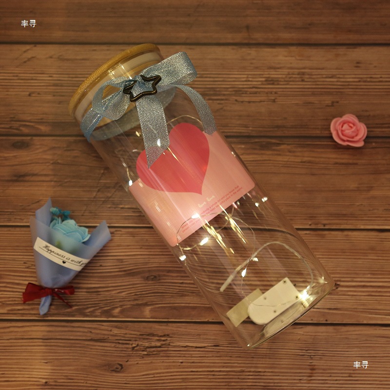 Glass Jar Cork Glass Lucky Star Paper Starry Sky Wishing Bottle Drifting Rainbow Bottle Finished Product Classmate Gift