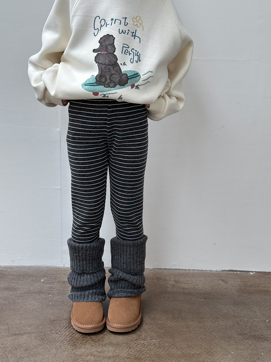 [Fleece-Lined] Girls' Pants, Children's Thickened 230g Composite Fleece High-Elastic Slim-Fit Wool Stretch Leggings