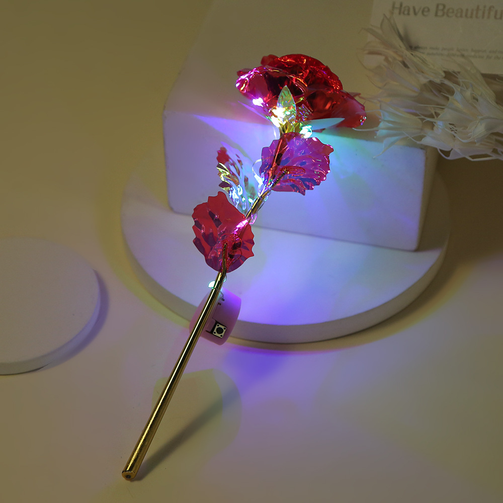 24K Gold Foil Rose Flower Color Gold Colorful Glare Eternal Flower Romantic Teacher's Day Holiday Graduation Season Small Gift