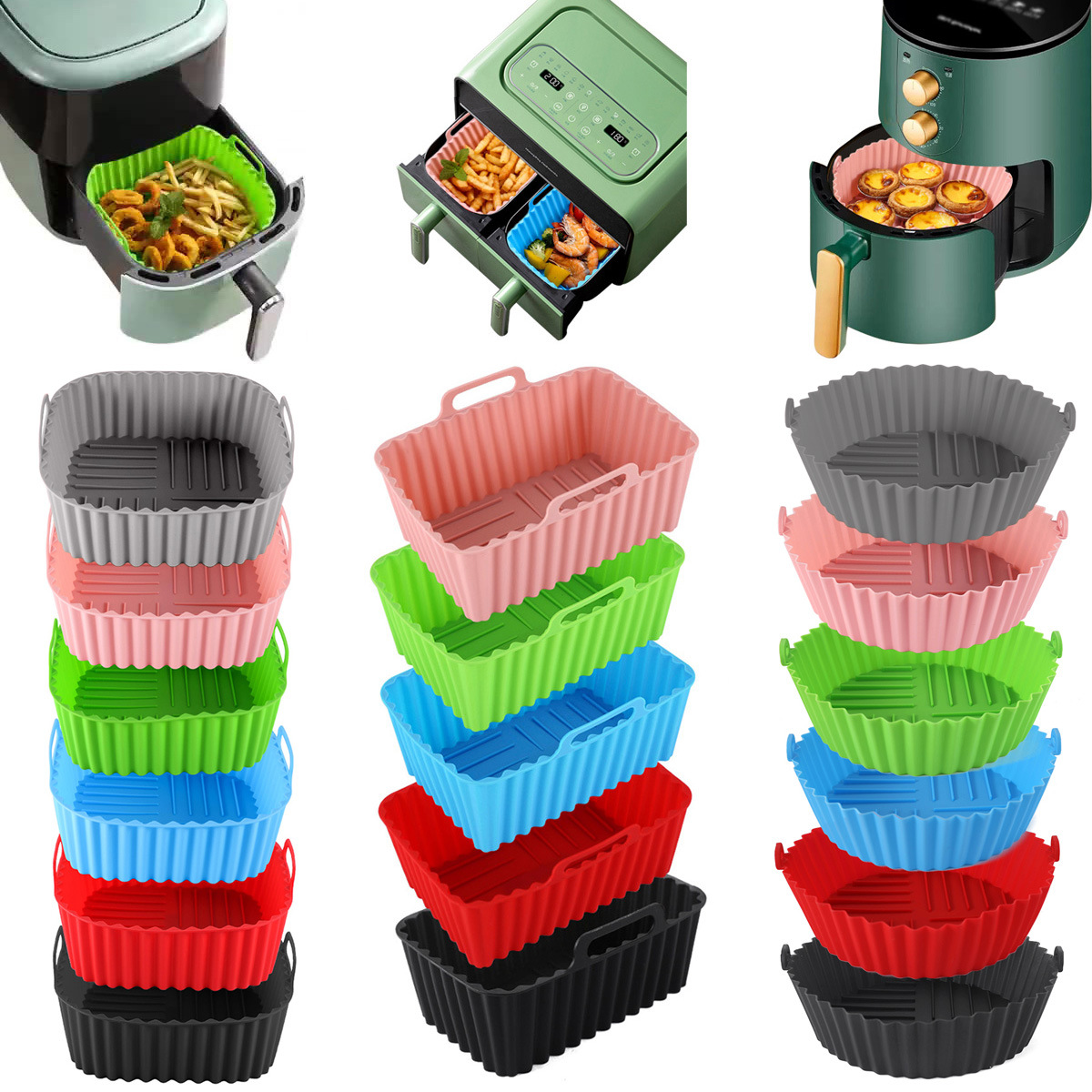 Food-Grade Square Air Fryer Silicone Baking Pan, High-Temperature Resistant Air Fryer Baking Pan, Cake Baking Pan, Special for Baking