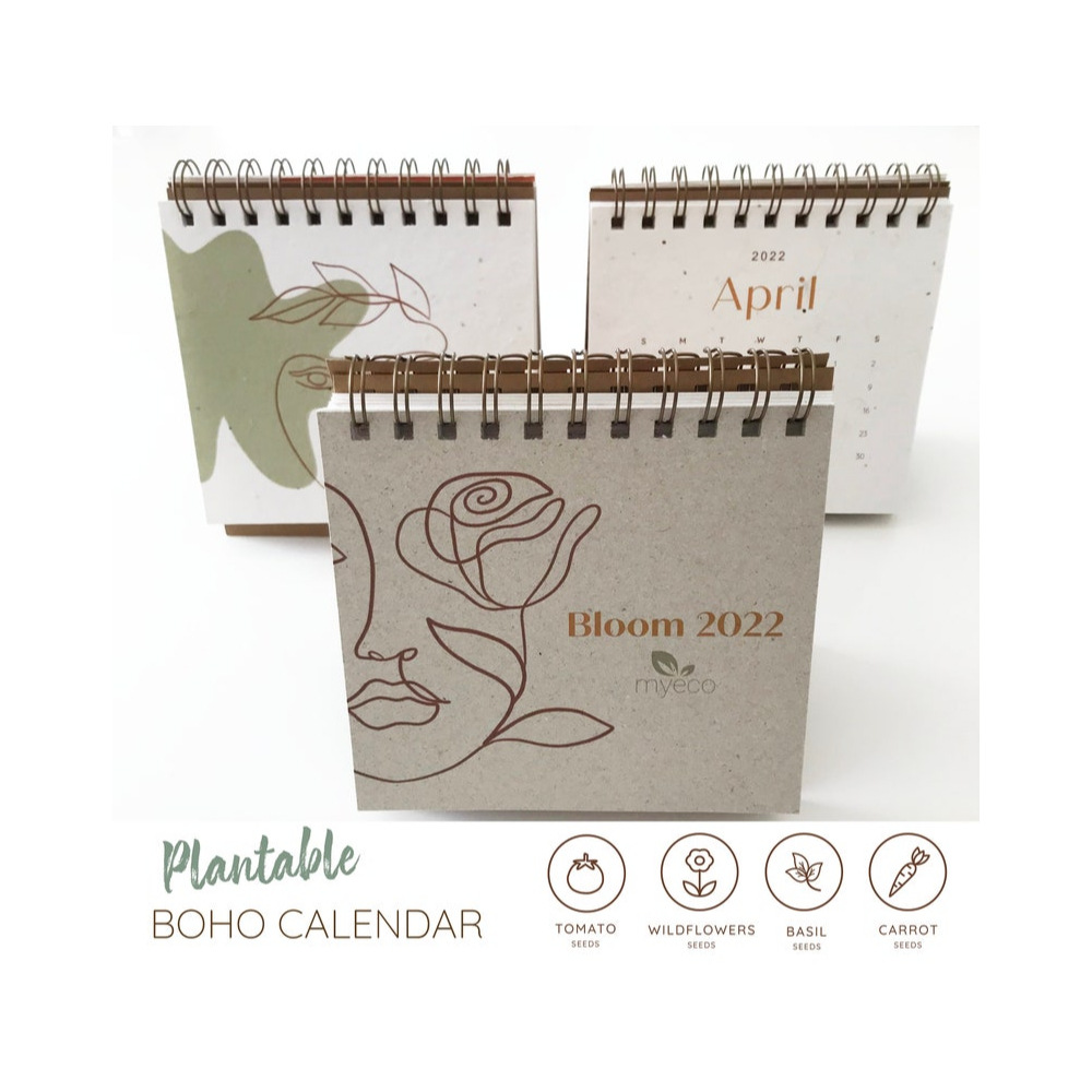 Seed Paper Desk Calendar Custom Wholesale Eco-Friendly Plantable Corporate Gifts Wedding Double 11 Marketing Calendar Special Paper