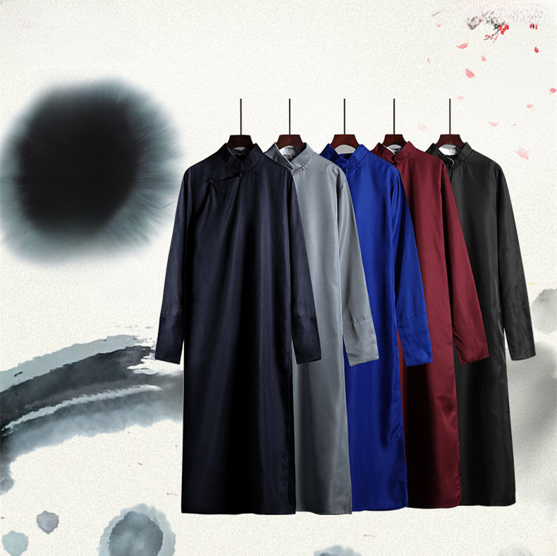 Republic of China robe vest men's long shirt Chinese best man clothing judge gentleman sketch cross talk gown performance clothing men