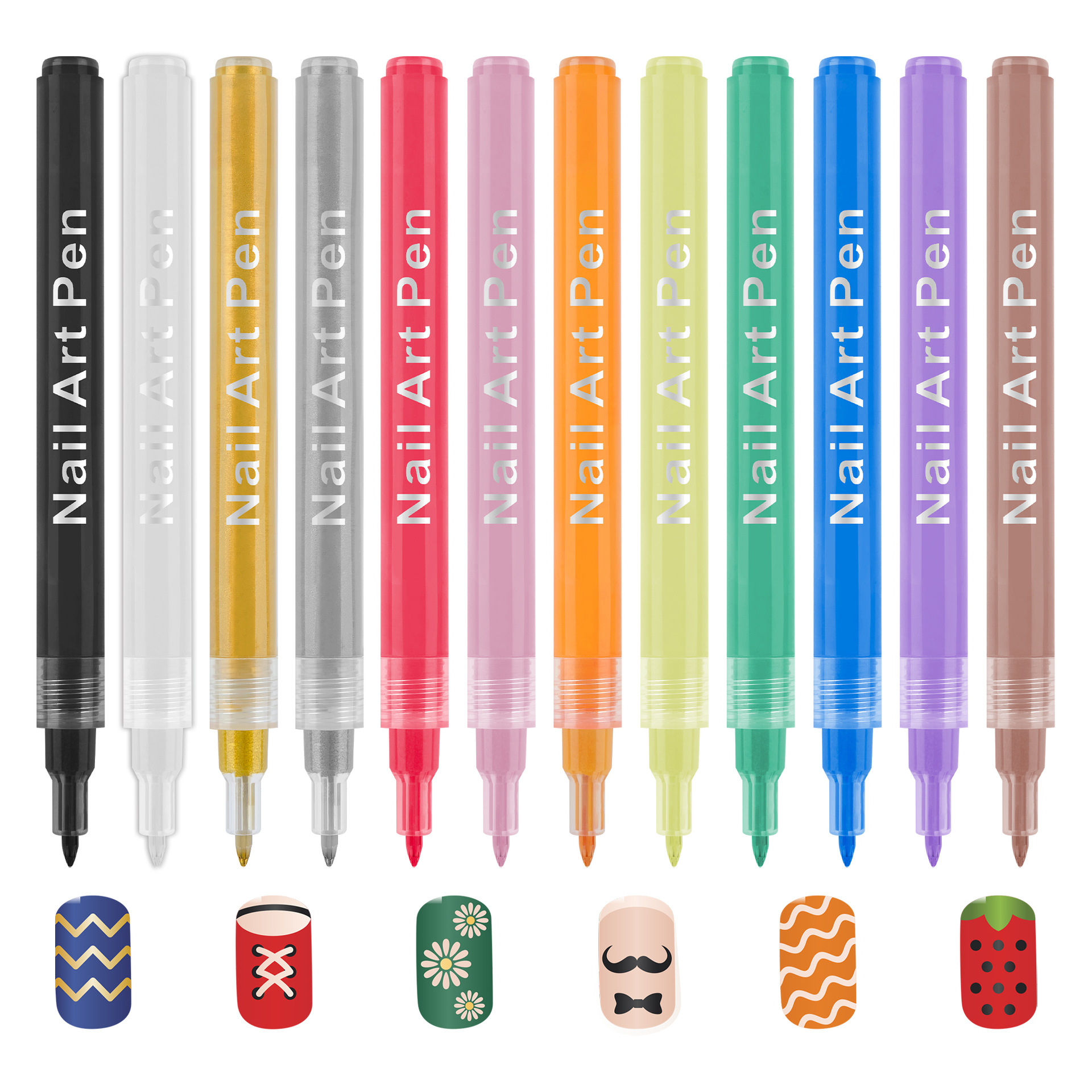 Painted glue nail pen nail pen DIY nail baking-free black and white watercolor smudges brush nail drawing Pen Hook pen