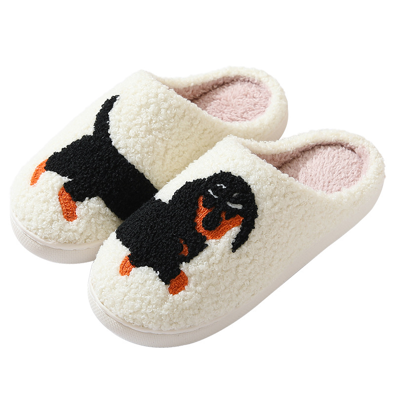 New Autumn and Winter Couple Cute Cartoon Puppy Cotton Slippers Home Indoor Non-slip Cotton Slippers Wholesale