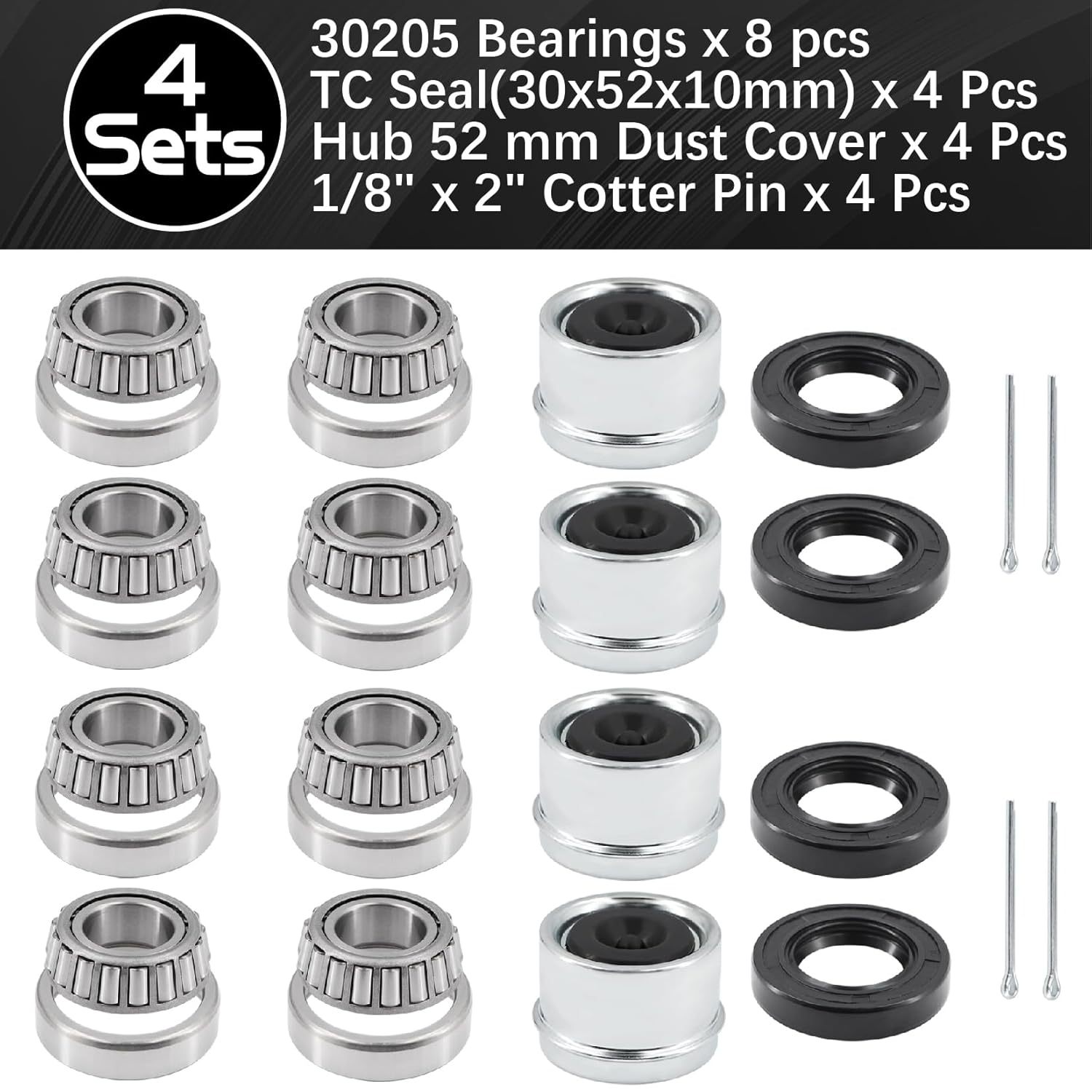4Sets Suitable for Trailer Wheel Hub Kit with 25mm Axle30205