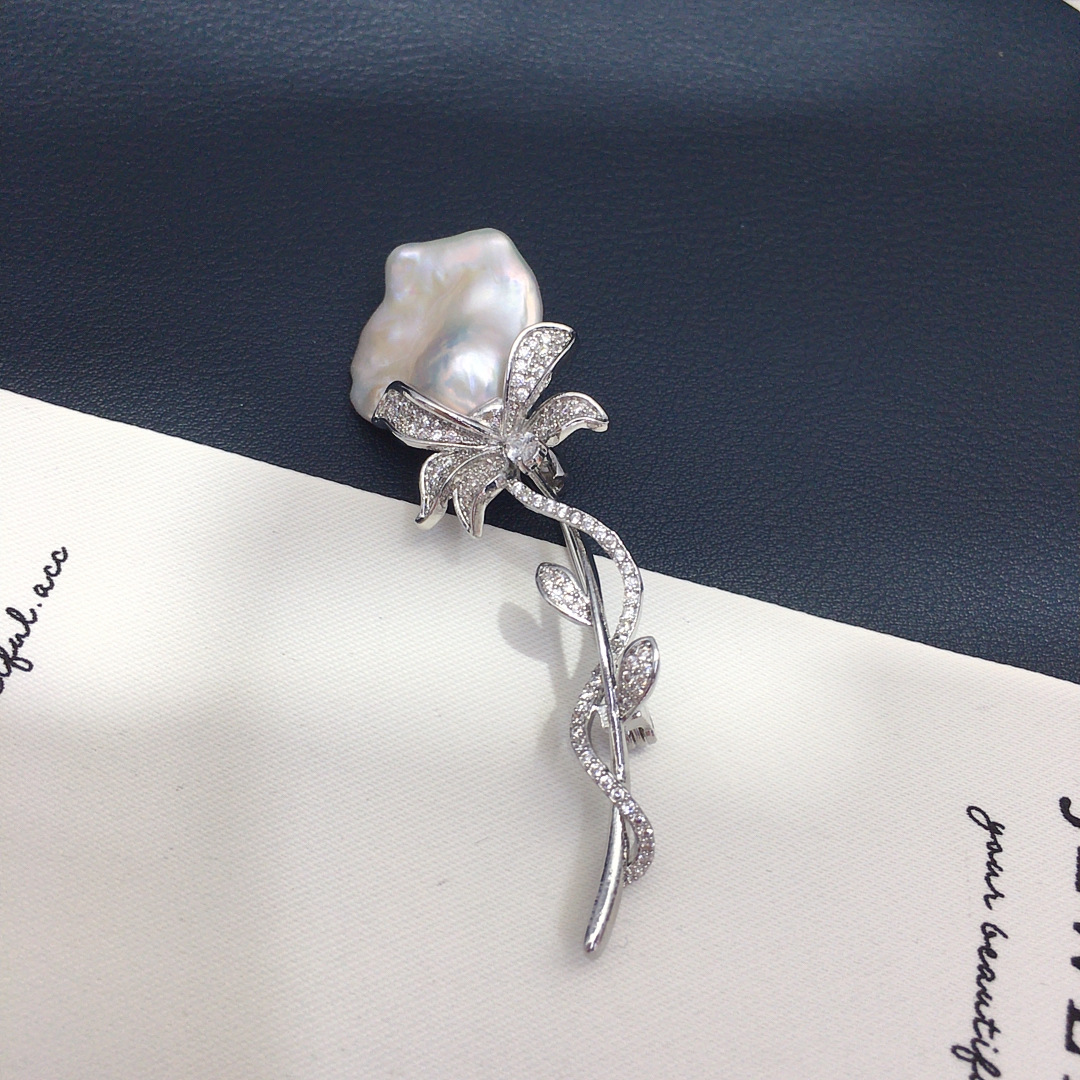 Брошь из натурального пресноводного жемчуга Seiko модная хвостовая брошь Локк роза элегантная высококлассная живая поставка