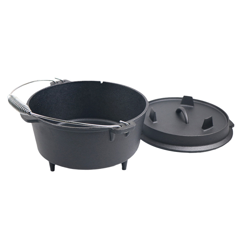 Hebei Factory Export Quality Camping Cast Iron Pot Dutch Pot Outdoor Large Hanging Pot Raw Iron Pot Open Fire Bonfire