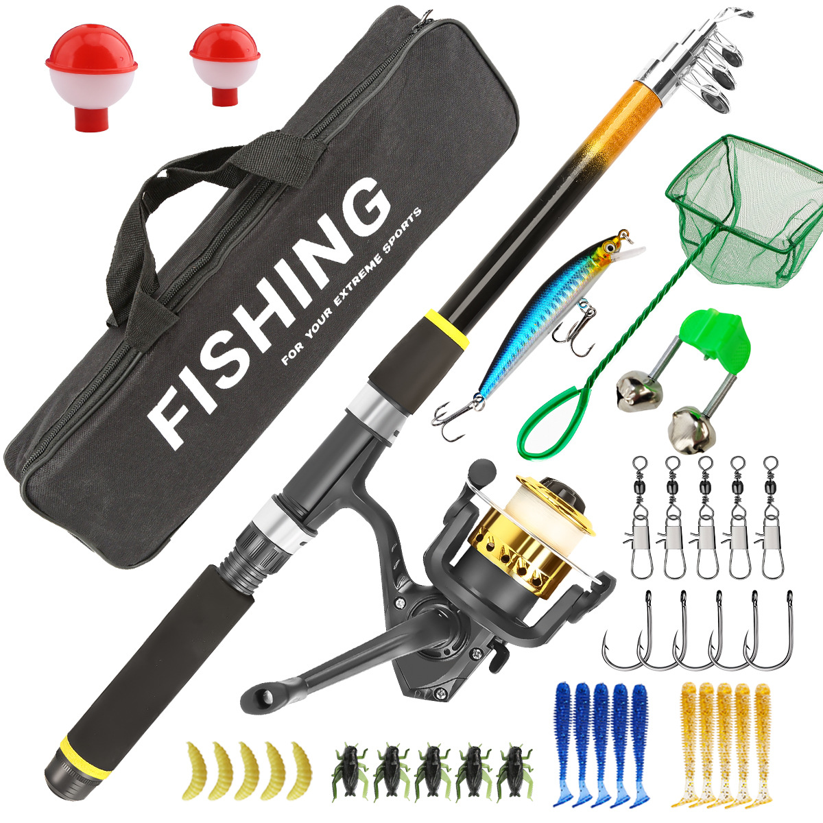 2.1m 2.3m Ultra-Short Sea Rod and Reel Set, Cross-Border Travel Fishing Gear Set, Complete Set of Lure Rod Set