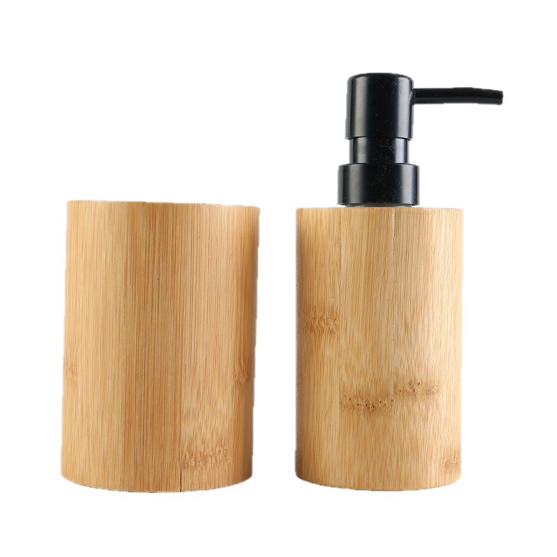 Wooden Dispensing Bottle Push-Type Shower Gel Shampoo Hand Sanitizer Empty Bottle Portable Lotion Bottle Customized Logo