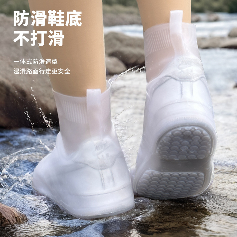 Rainproof Shoe Cover Waterproof Thickened High Tube Non-Slip Silicone Shoe Cover Repeated Use Wear-Resistant Shoe Cover for Women Men and Children