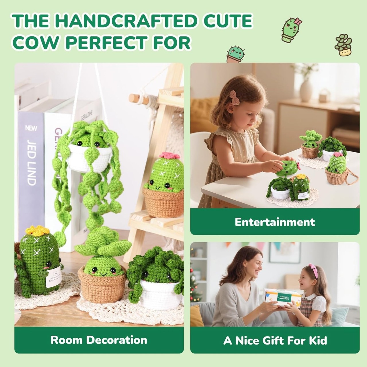 Cross-Border Hot Selling DIY Knitting and Crocheting New Succulent Potted Plant Material Package Set English Video Tutorial