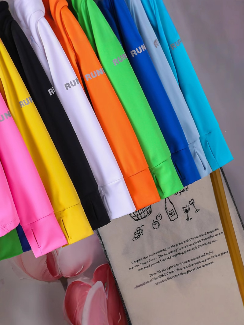 My Ice Feeling Nylon Sports Aerobics Clothes Professional Quick-Drying Luminous Zipper Long Sleeve Casual Long Style