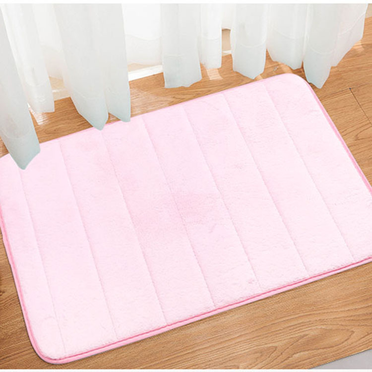 Absorbent Floor Mat Coral Velvet Striped Memory Foam Carpet Bathroom Toilet Floor Mat Living Room Bedroom Bedside Blanket