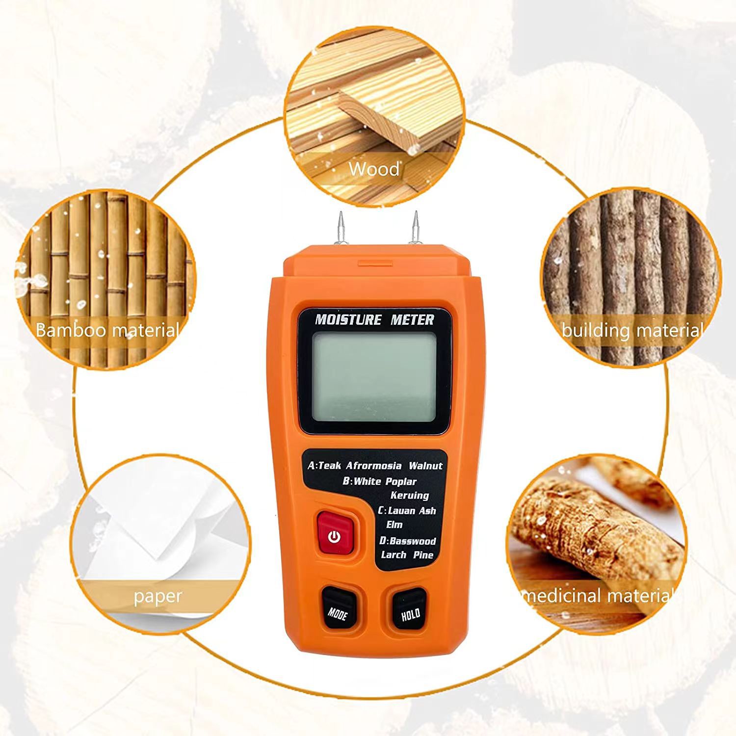 Wood Moisture Meter Wood Dryness and Humidity Meter Moisture Content Tester Wood Floor Moisture Content Detector Mt10