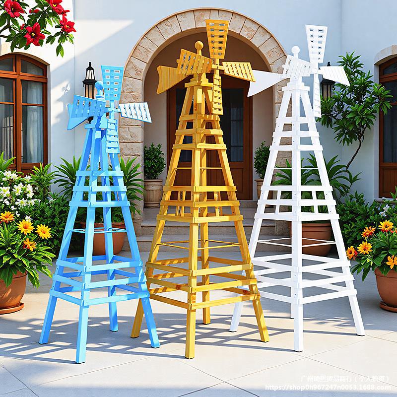 Большой цветочный стенд в виде ветряной мельницы для улицы, для внутреннего двора, декор для дома и B&B, антикоррозийный, из массива дерева, для вьющихся растений жасмина