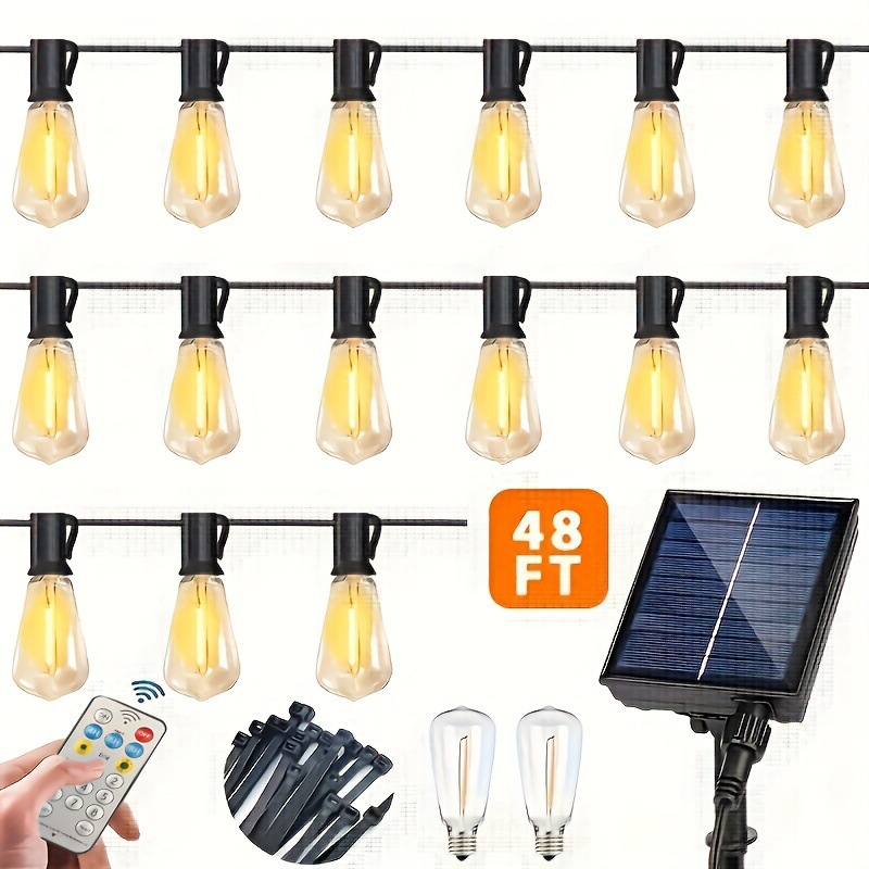 2026 New Cross-Border Dropshipping 48/60/100 Feet Solar String Lights (Suitable for Outdoor Light Bulbs