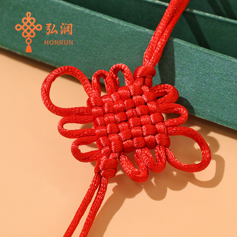 Hand-Woven Chinese Knot No. 5 6 Discs Square Knot Gift Box Pendant Hanging Acrylic Lantern Hanging Rope Tail Line 25cm