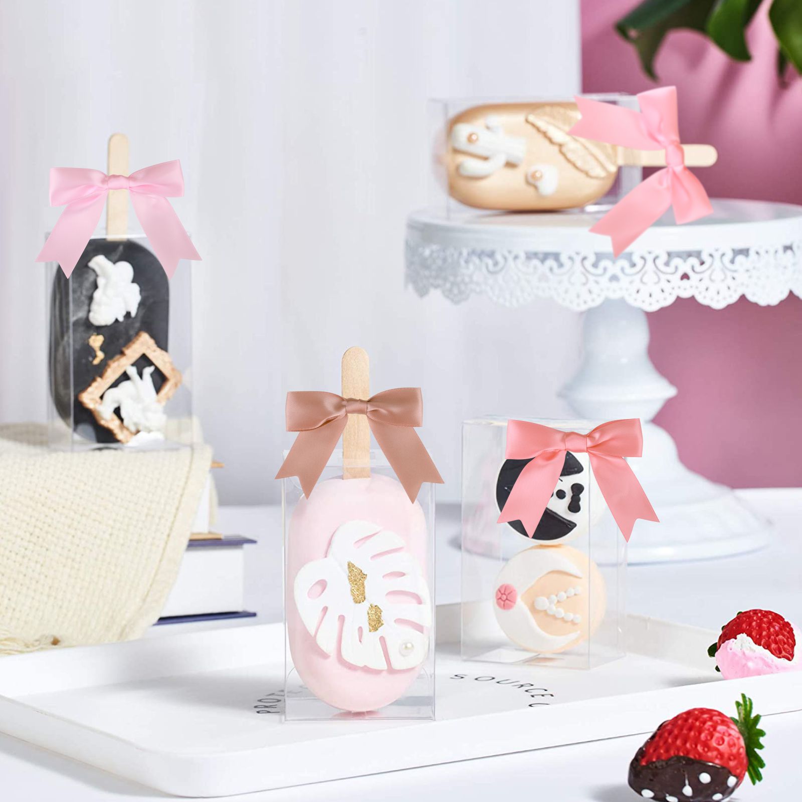 Wholesale 2.5cm Polyester Ribbon Bow Handmade DIY Accessories Red Wine Baking Packaging Gift Box Bow Accessories