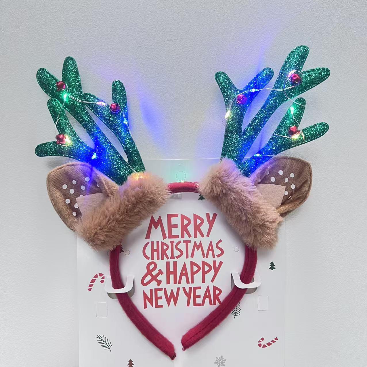 2025 New Christmas Luminous Headband Female Elk Headband Children's Headband Holiday Party Decorations Small Gifts
