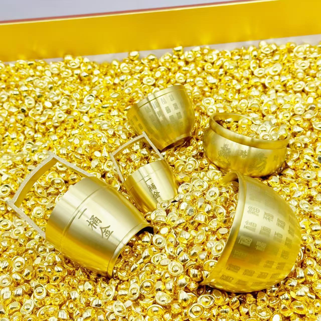 Brass Crafts, a Bucket of Gold Ornaments, Small Ingots, Cornucopia, Baifu Tank, Office Entrance, Wealth-Attracting Living Room Decoration