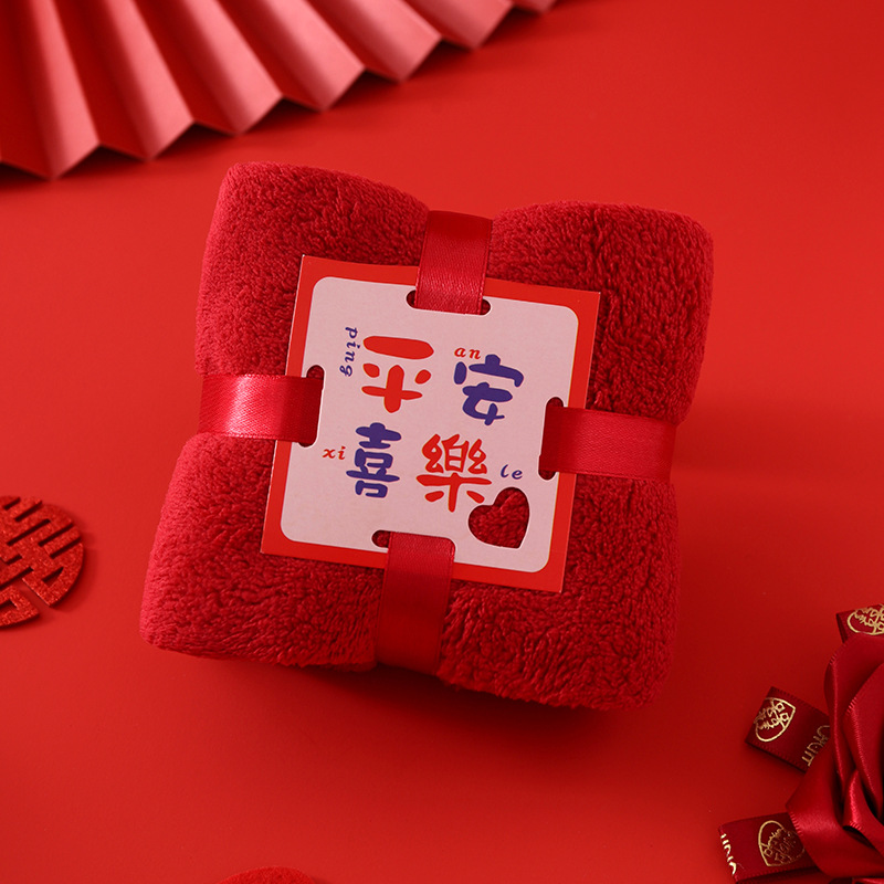 Wholesale coral fleece pineapple wine red word with gift square card wedding gift shop creative gift towel
