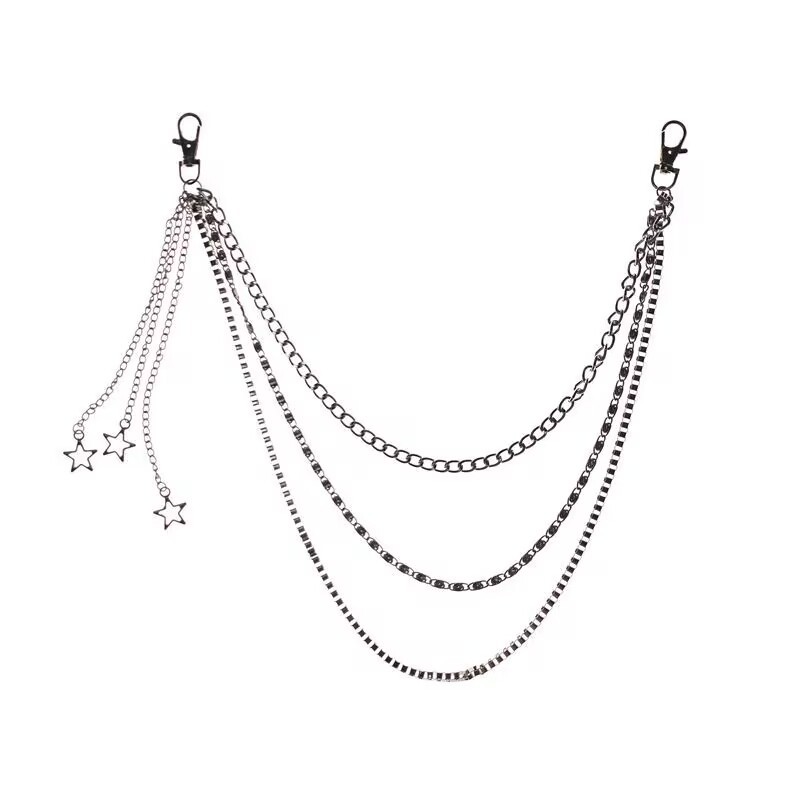 Cross-Border Five-Pointed Star Metal Pendant Waist Chain Ins Style Multi-Layer Chain Trouser Chain Personalized Clothing Accessories