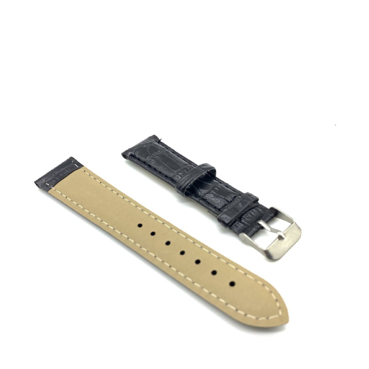 Watch Strap Pu Leather Strap Bamboo Pattern Steel Pin Buckle Watch Strap 20mm Business Durable Trendy Solid