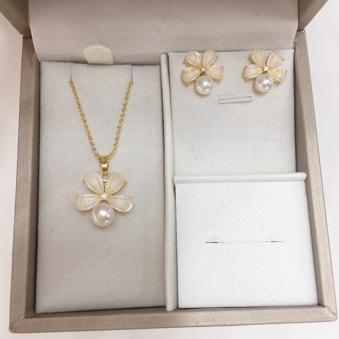 5A класс натуральные пресноводные жемчужные серьги, комплект, свежий цветочный жемчужный комплект, оптовая продажа