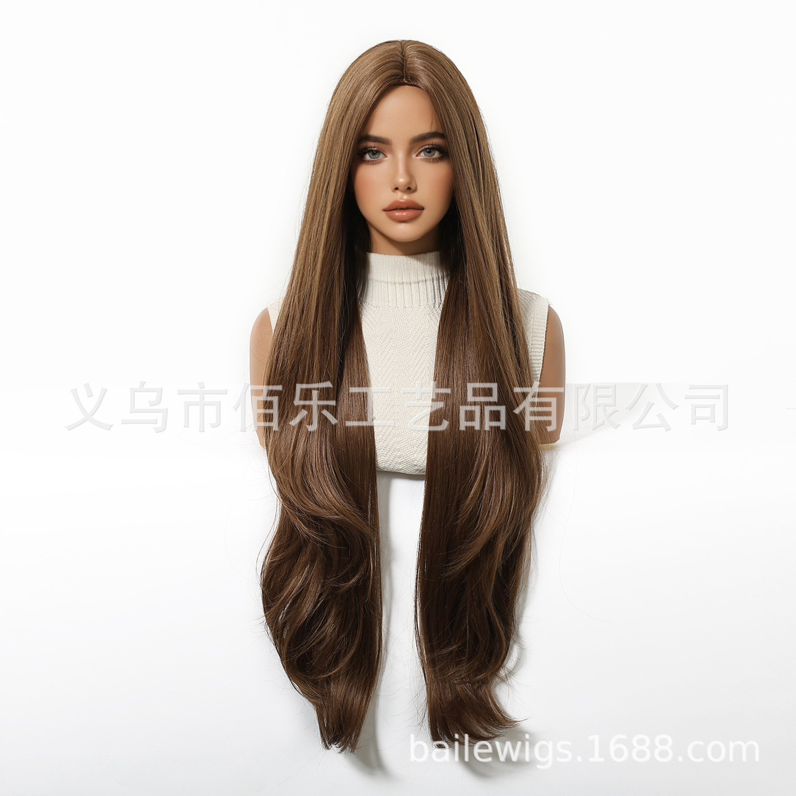 Wig Female Full Headgear Brown Medium Parted Long Curly Hair Xuchang Wig Chemical Fiber Female Wigs European and American Spot Hair Wholesale